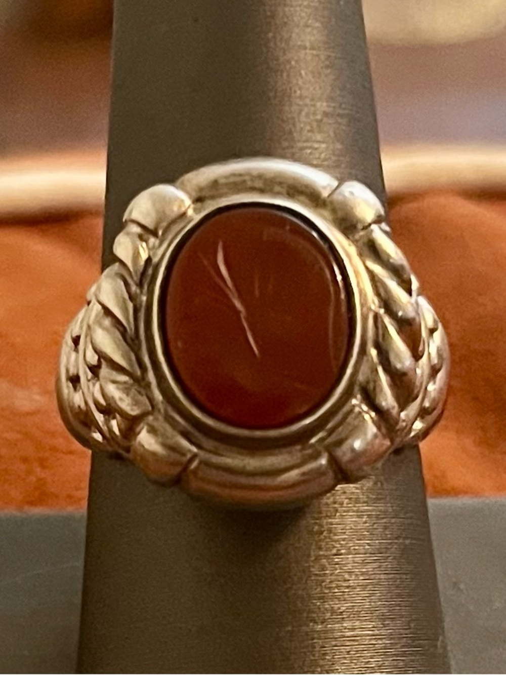 Vintage Judith Ripka Carnelian Stone 925  Sterling  Ring 8 1/2